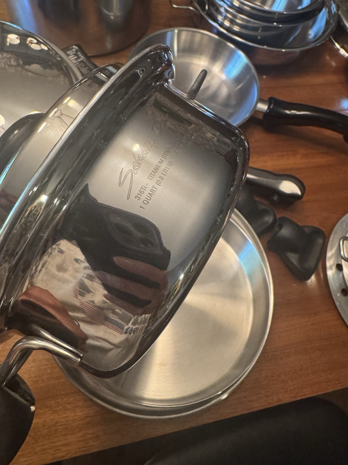 Saladmaster 316Ti Titanium Stainless Steel 8-Piece Pan Set w/ Lids Silver/Black
