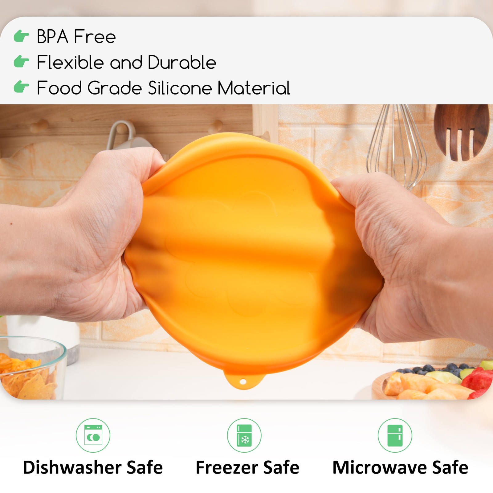 4 Cup Silicone Storage Cover Lids | Leak-Proof for Anchor Hocking & Pyrex 4 Pack