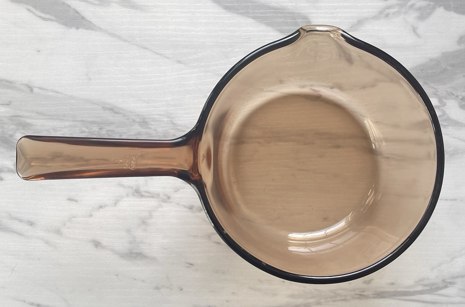 Vintage Pyrex Corning Vision Ware Amber 1L Glass Cooking Pot Spout Lid – USA