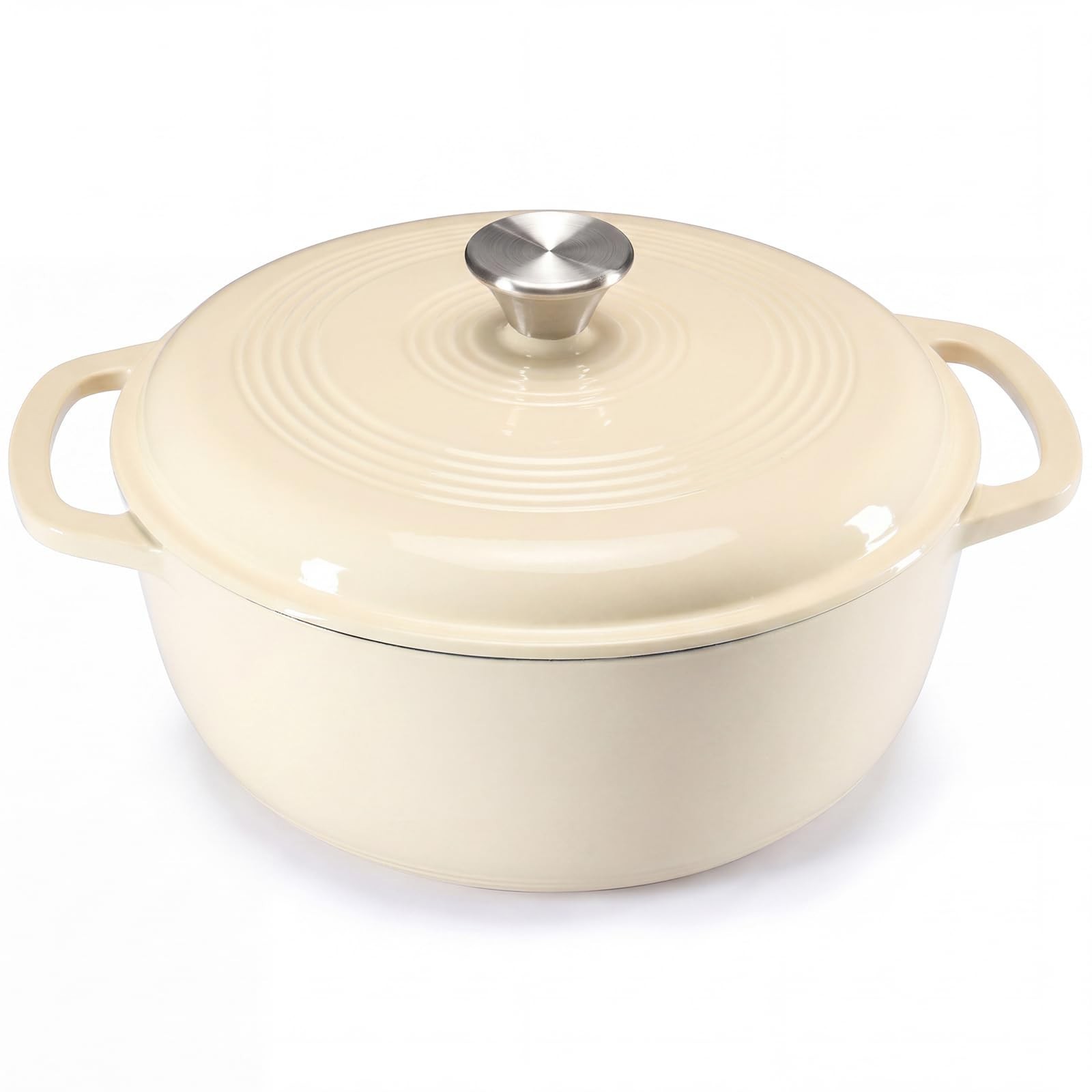 DUMOS 6 Qt Cast Iron Dutch Oven,w/ Lid&Dual Handles,Enameled Heavy Duty Cookware