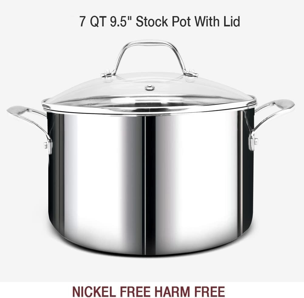 HOMICHEF 14-Piece Nickel Free Stainless Steel Cookware Set Whole-Clad 3-Ply –