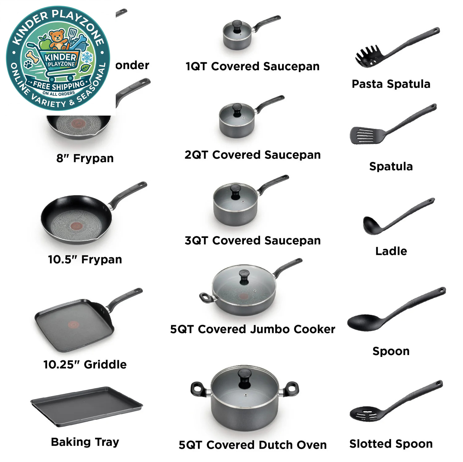 T-fal Ultimate Hard Anodized Nonstick 20 Piece Cookware Set, Grey