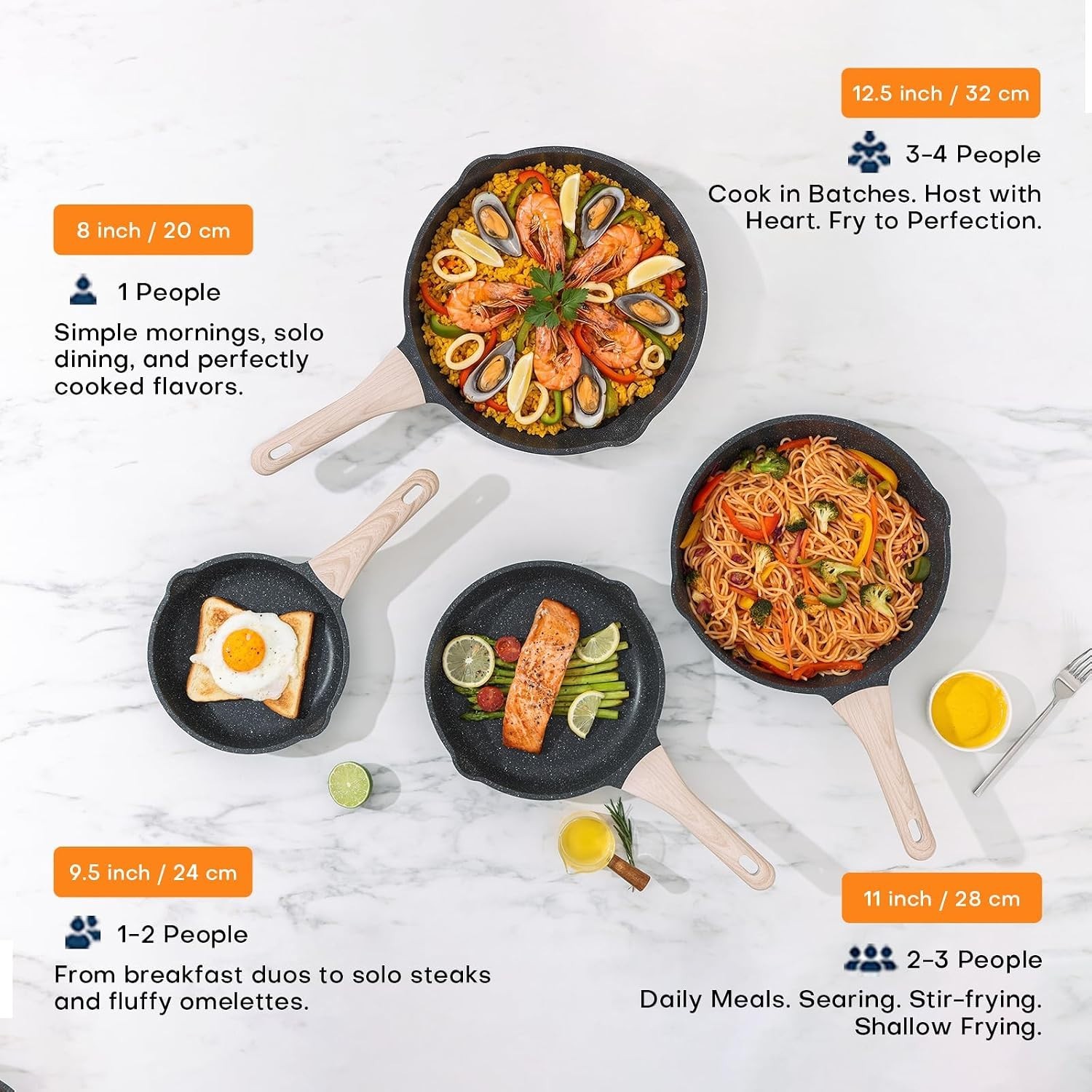 Stay-Cool Nonstick Pan Set with Lids: Healthy Cooking, Collected 8, 9.5, 11 Inch