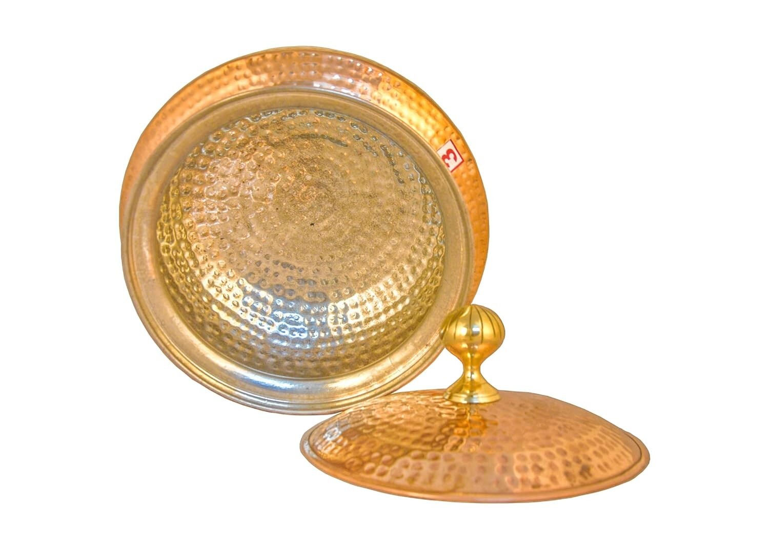 Copper Tin Lining Hammered Biryani Handi Chaffing Dish Pan with Lid (5 Liters)