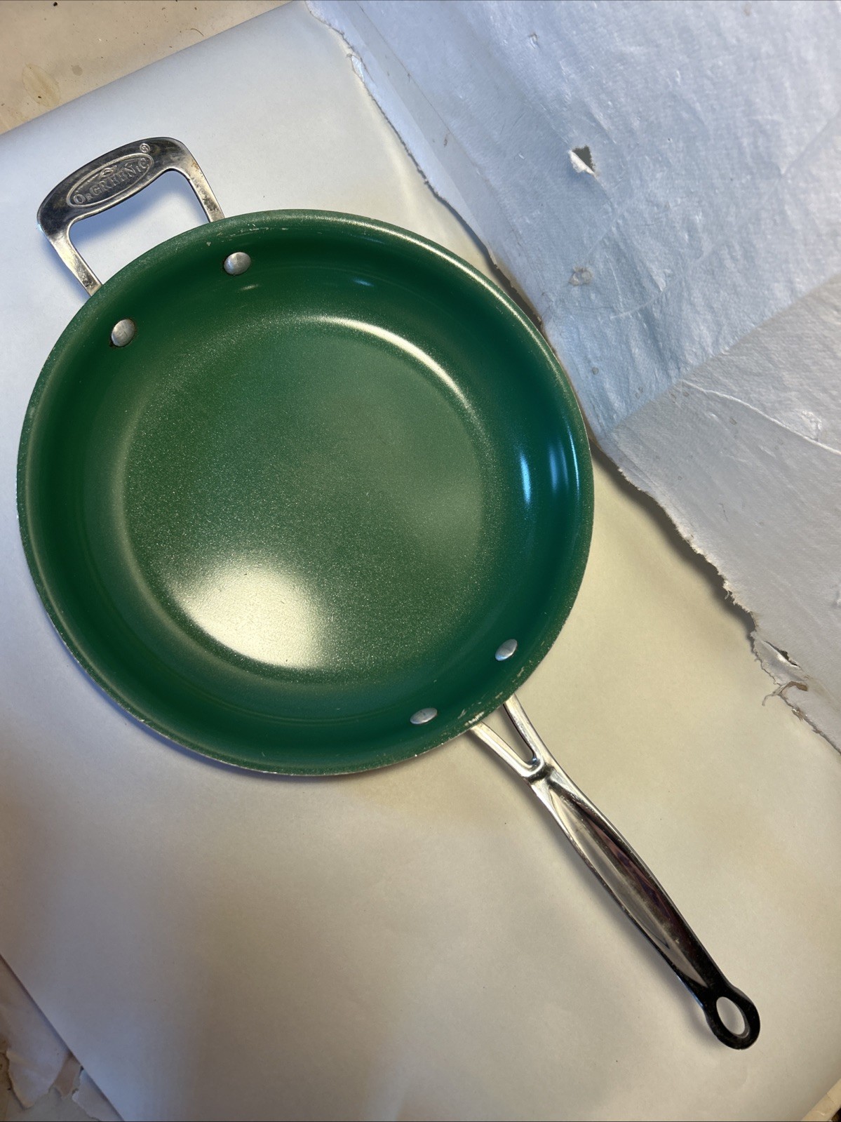 OrGreenic Skillet 12″ Ceramic Non Stick Frying Pan Green 2 Handles Kitchenware