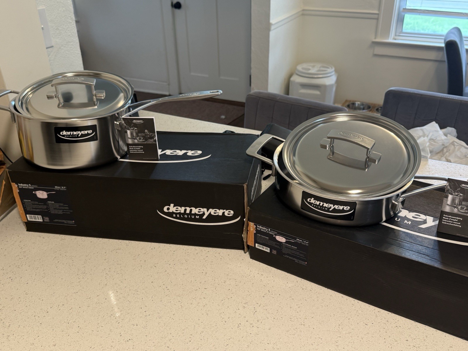 Demeyere Industry 5 Sauce Pan 22cm & Low Saute Pan 24cm w/ Lids Set