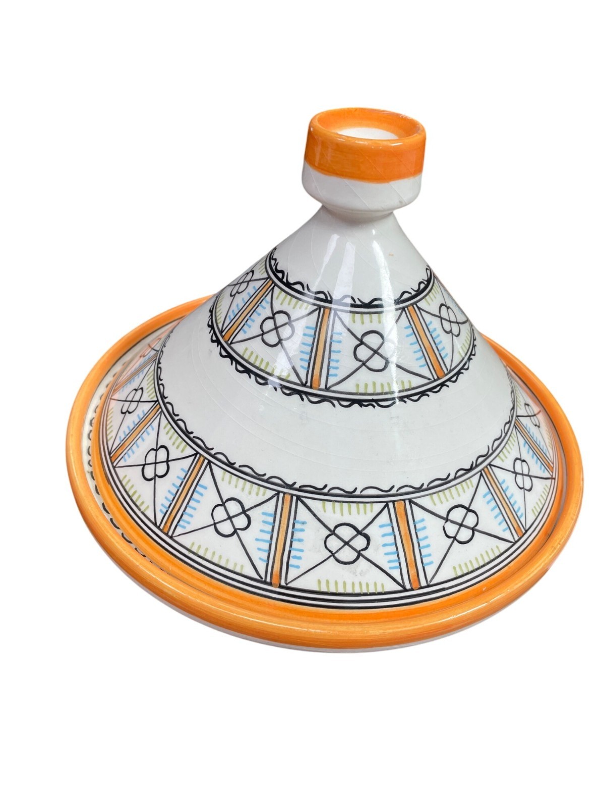 Moroccan Fes Glazed Handpainted Tagine Artisan Pottery 8″x9.5″ SKU 9340-R1S2