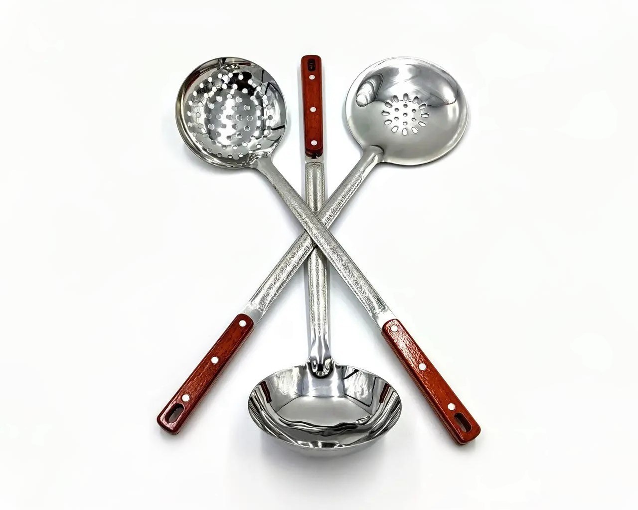 2 SKIMMER + 1 LADLE UZBEK stainless steel 48cm/18.1 in COOKING PLOV