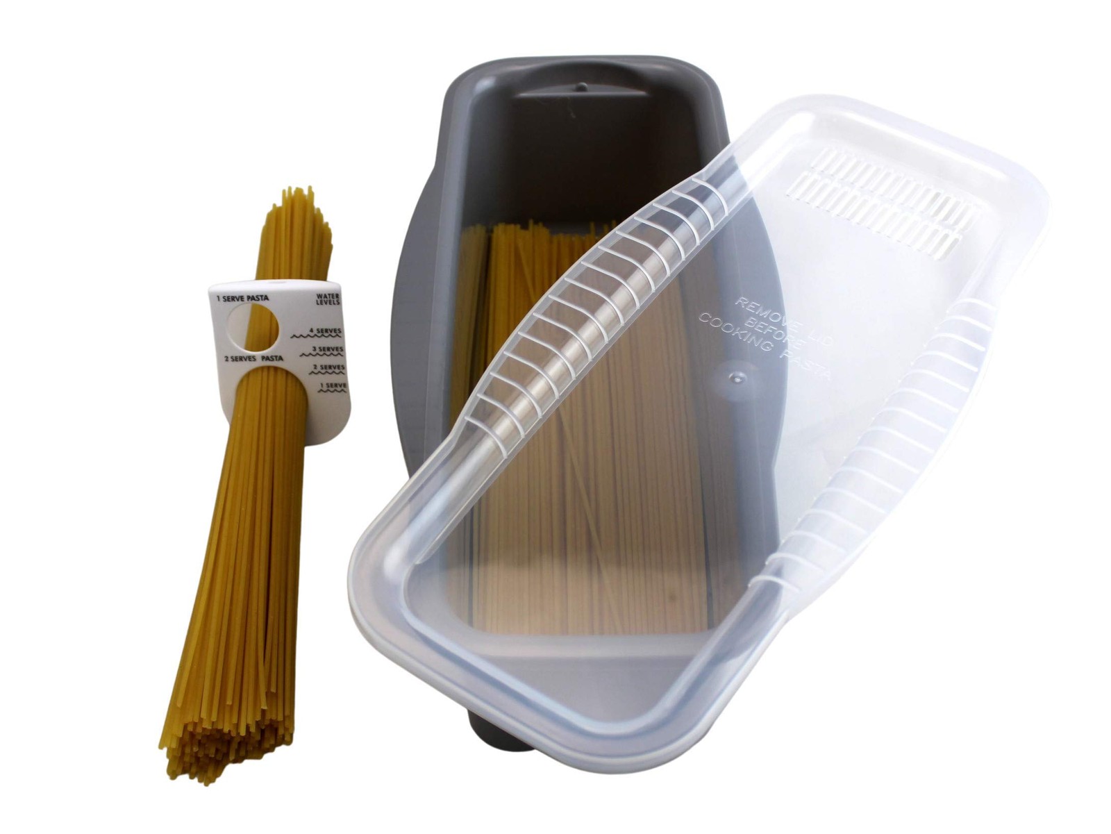 Microwave Pasta Cooker Built In Portion Tool BPA Free Non Stick Quick Meal