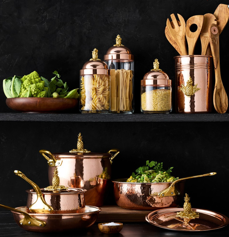 Ruffoni Historia Hammered Copper 7-Piece Cookware Set with Pineapple Knobs SALE