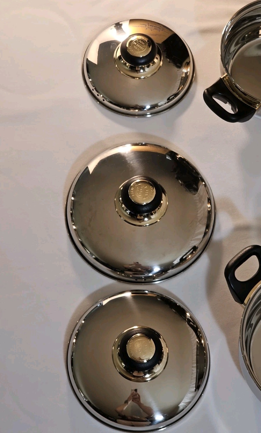 Vtg Cook Well High-quality Stainless Steel Pots & Pans W/Gold Plating -Set Of 11