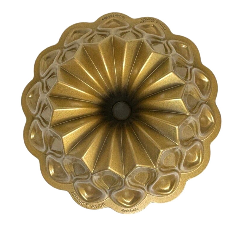 Nordic Ware Crown Bundt Pan 10 Cups Gold and Silver Color