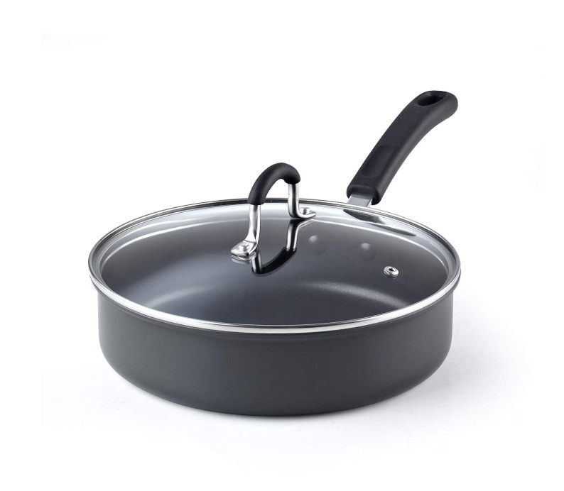 3Qt 9.5in Nonstick Saute Pan Hard Anodized Lid Stay Cool Black Pan