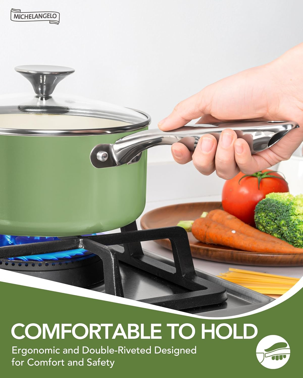 Non-Stick Titanium Cookware Set – 8-Pcs Ceramic Cookware Green
