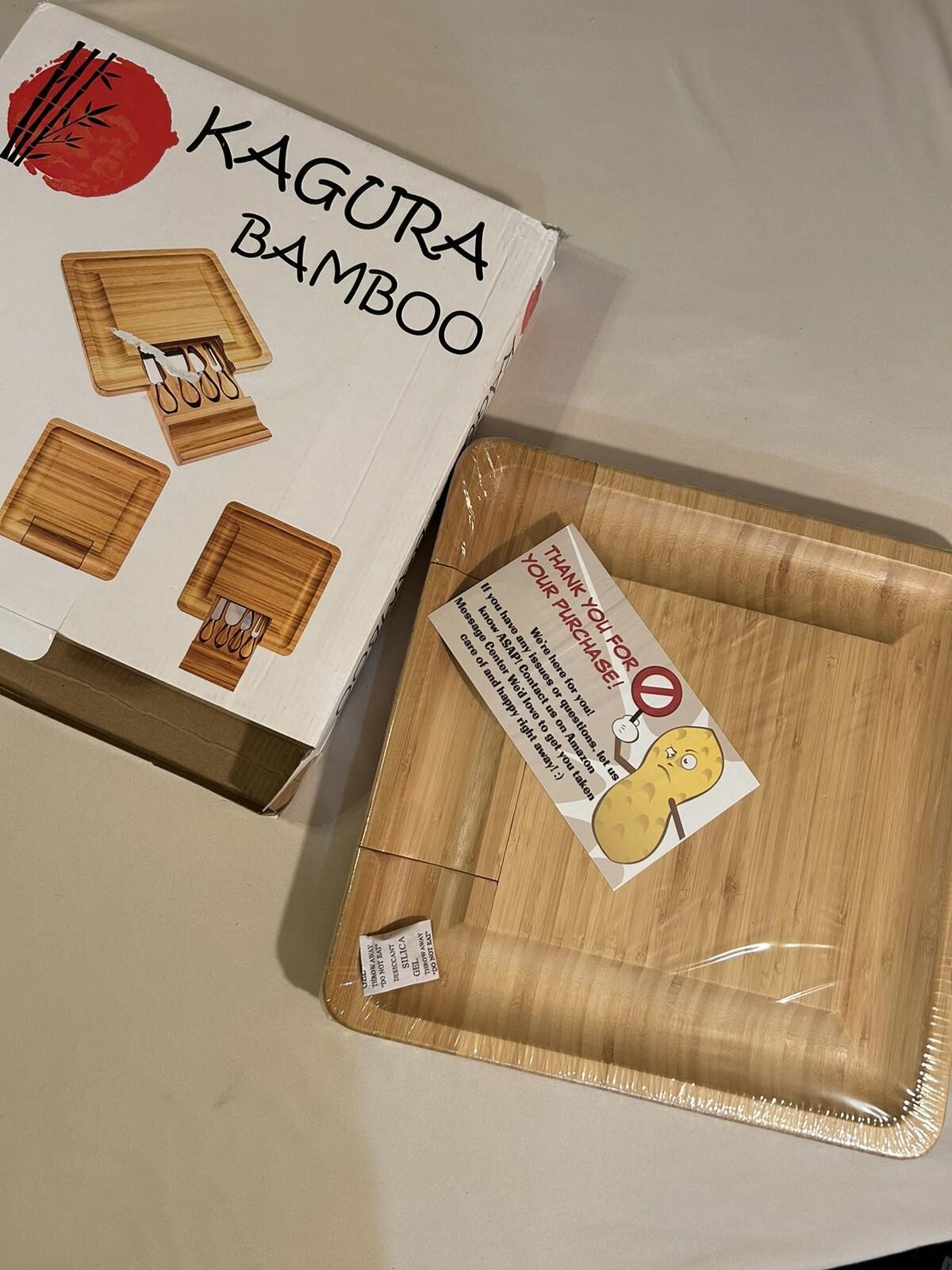 Bamboo Cheese Cutting Board Knife Gift Set Wooden Charcuterie Meat Serving Tray