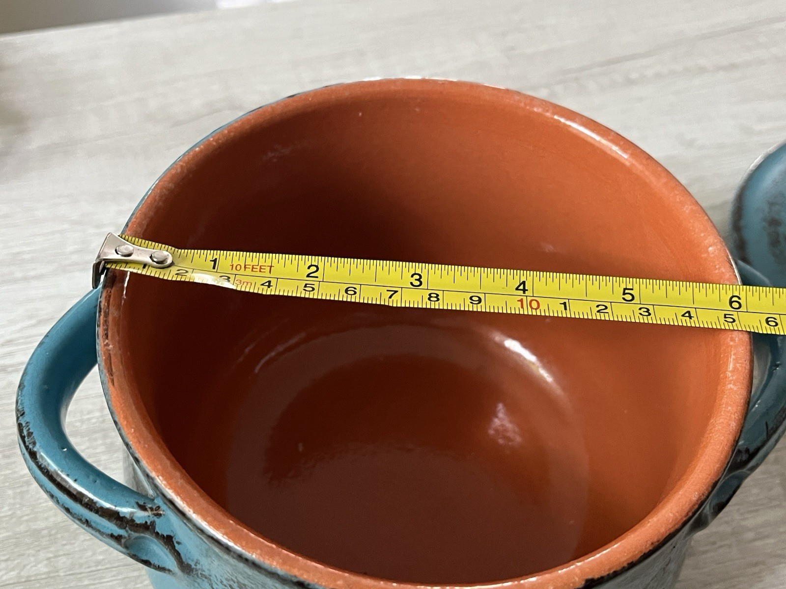 De Silva Bean Pot Made in Italy Glazed Teal Blue Heavy Duty