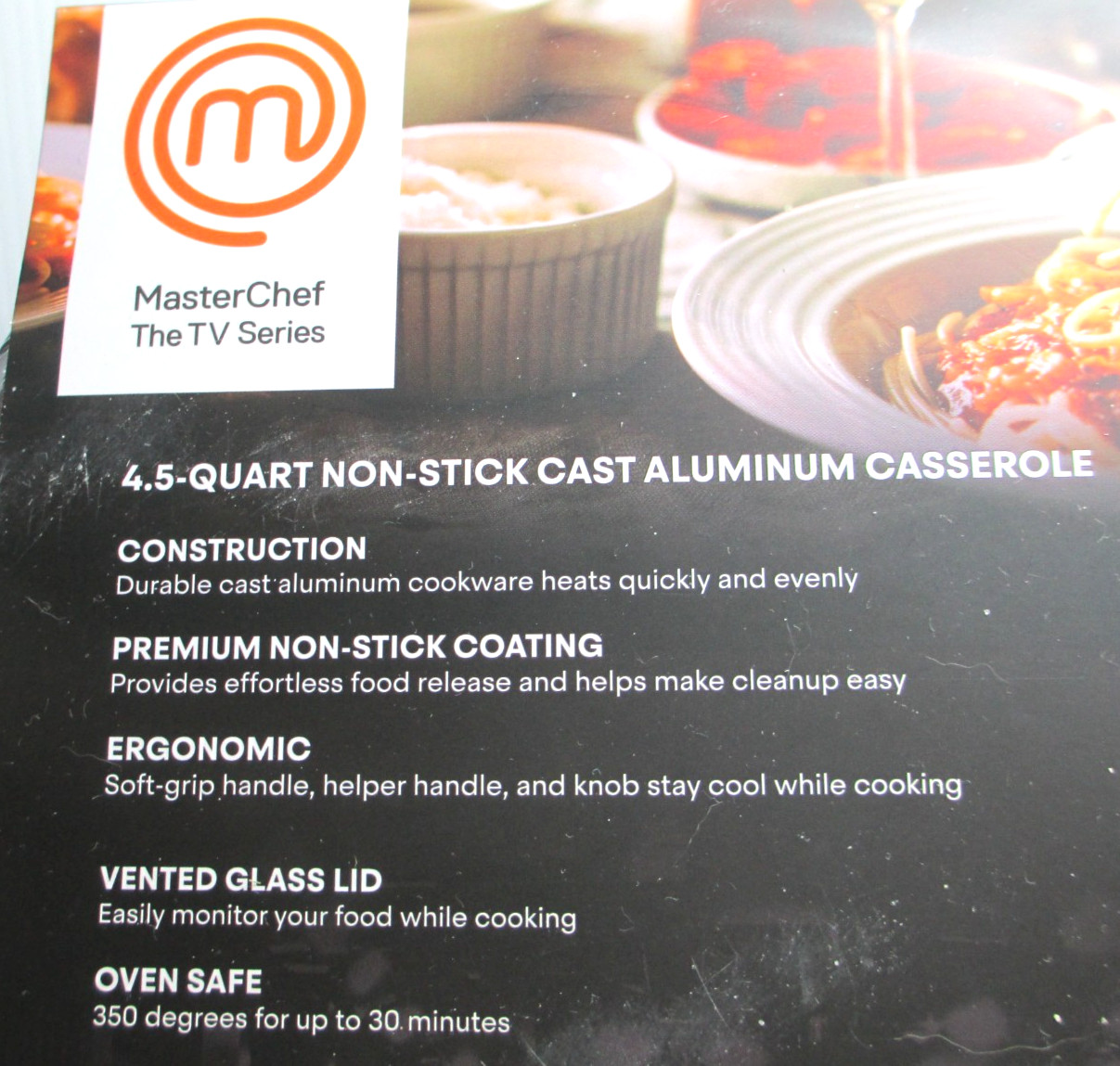 MasterChef The TV Series 4.5 Qt Aluminum Casserole Pot Pan Cookware w Lid Black