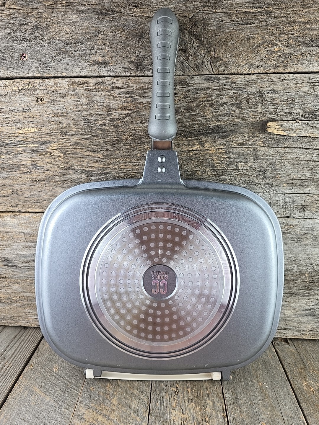 Cooks Companion SILVER Cast Aluminum Non-Stick Ceramic Flip Pan Grill