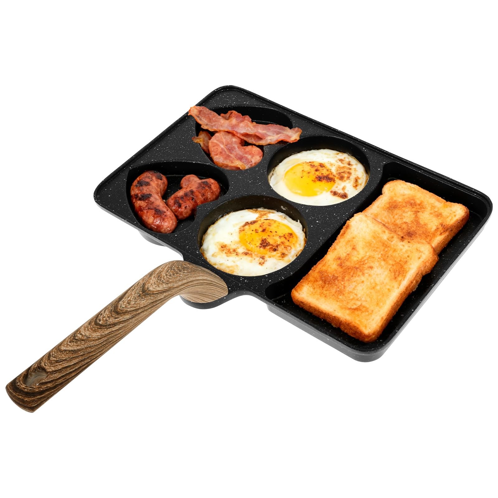 5 In 1 Divided Nonstick Grill Pan Omelette Egg Frying Skillet Induction Black