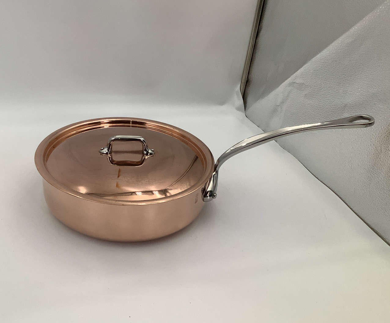 Mauviel M’Heritage 150 S Polished Copper & Stainless Steel Saute Pan, 3.5-qt.
