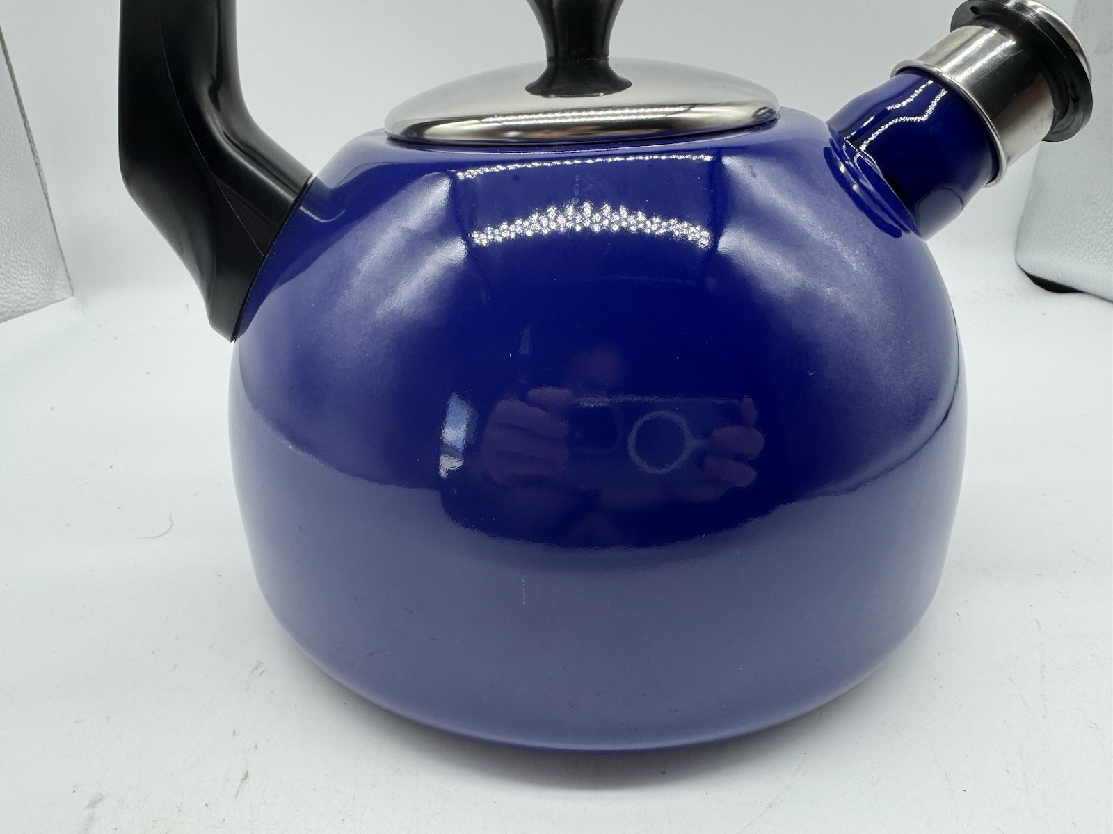 ONEIDA Tea Kettle Aegean Sea Blue Porcelain Enamel Whistling Tea Kettle