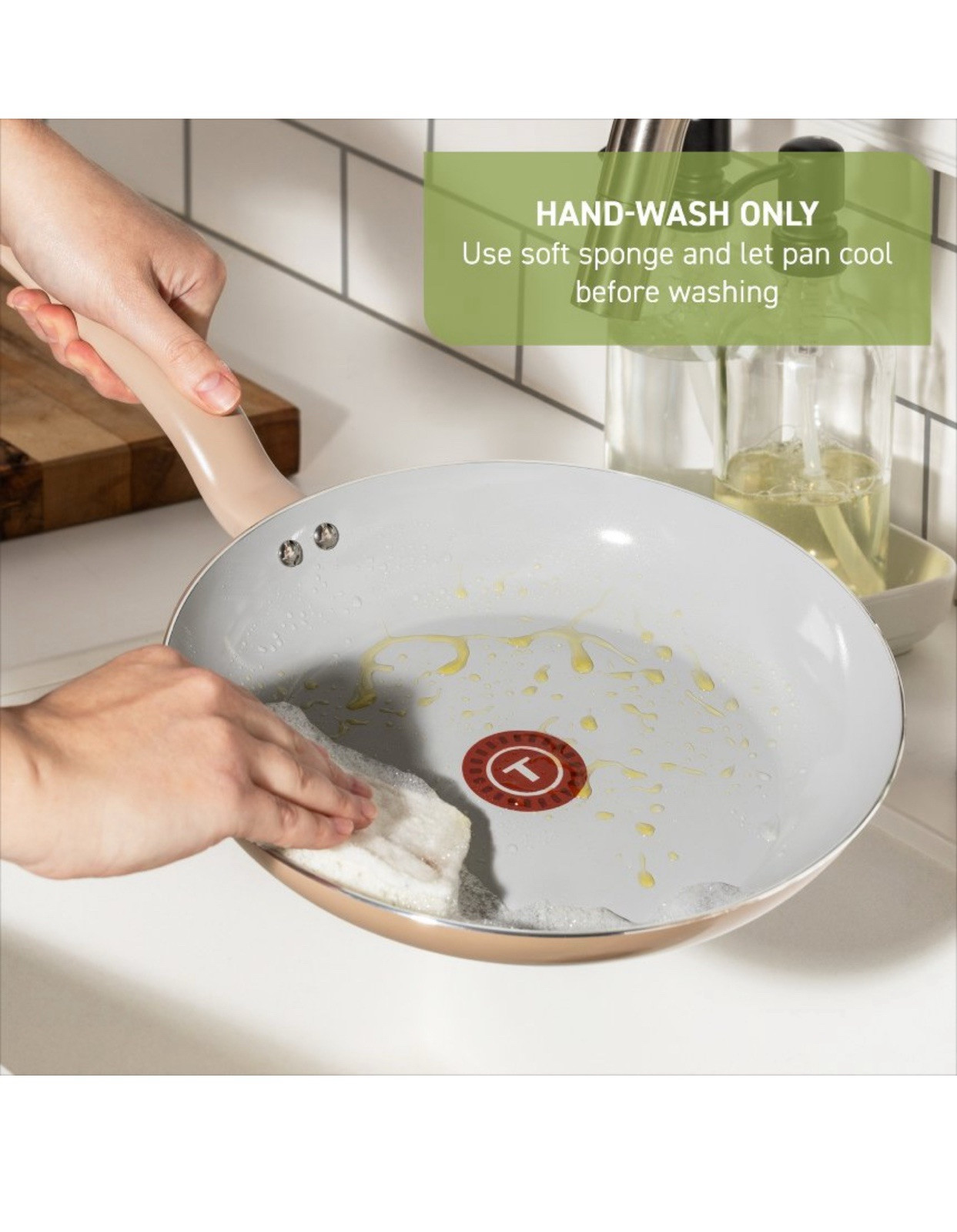 T-Fal 2pk Simply Cook Ceramic Fry Pan Beige