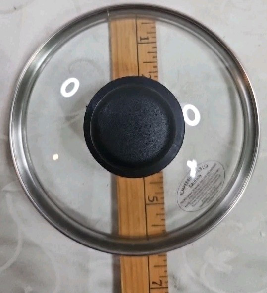 Glass REPLACEMENT LID ONLY 5.25″ Inside 6″ Outside Black Knob Unbranded
