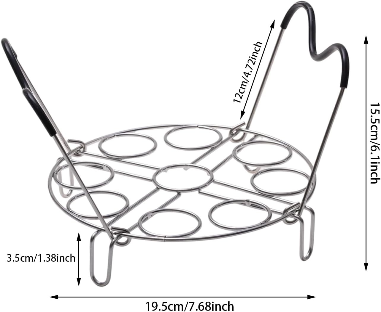 19.5cm/7.68inch Silver Egg Steamer Rack Trivet with Heat Resistant Silicone