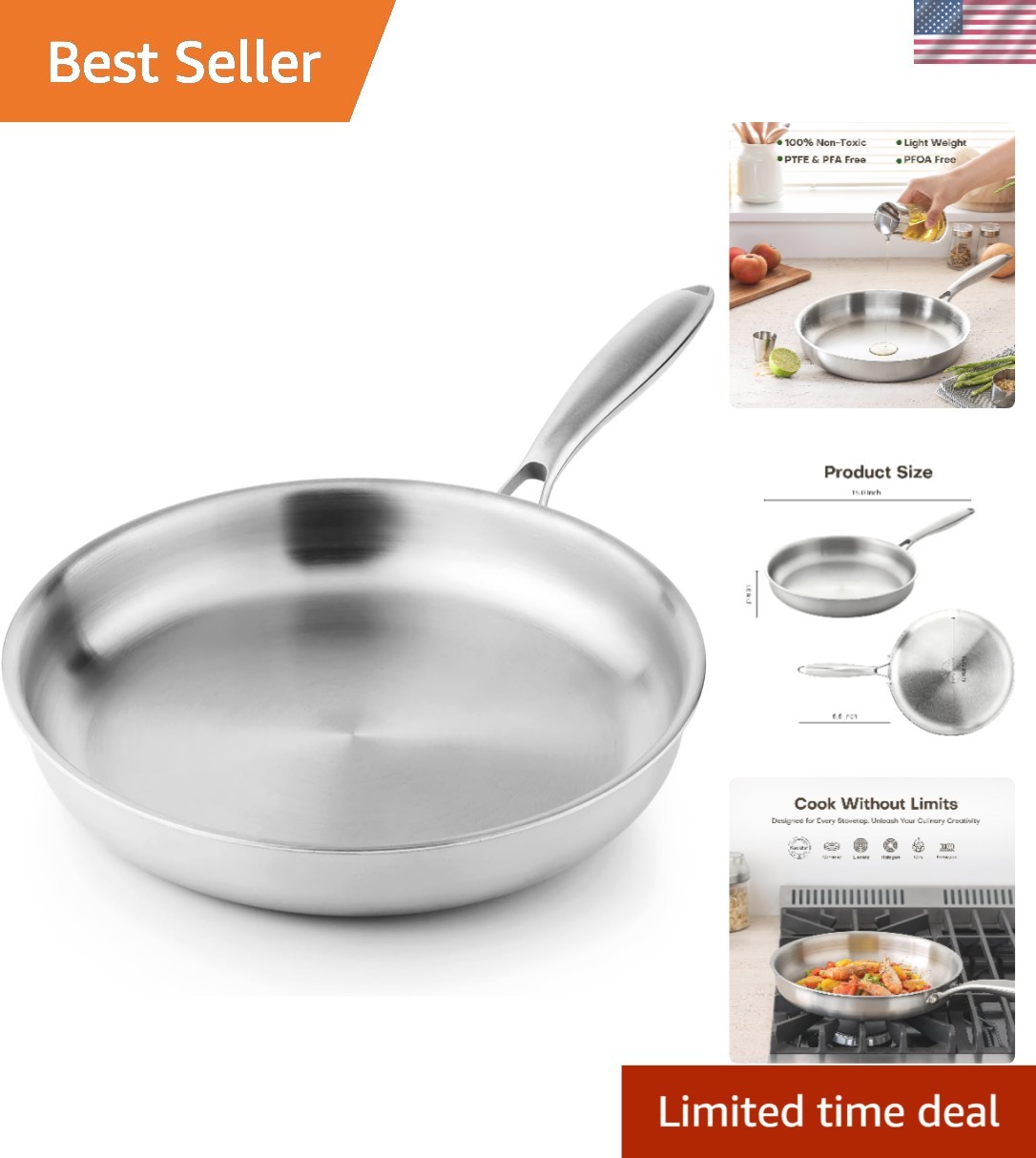 Durable 8-Inch Frying Pan with Stay-Cool Handle – Perfect for Searing & Sautéing