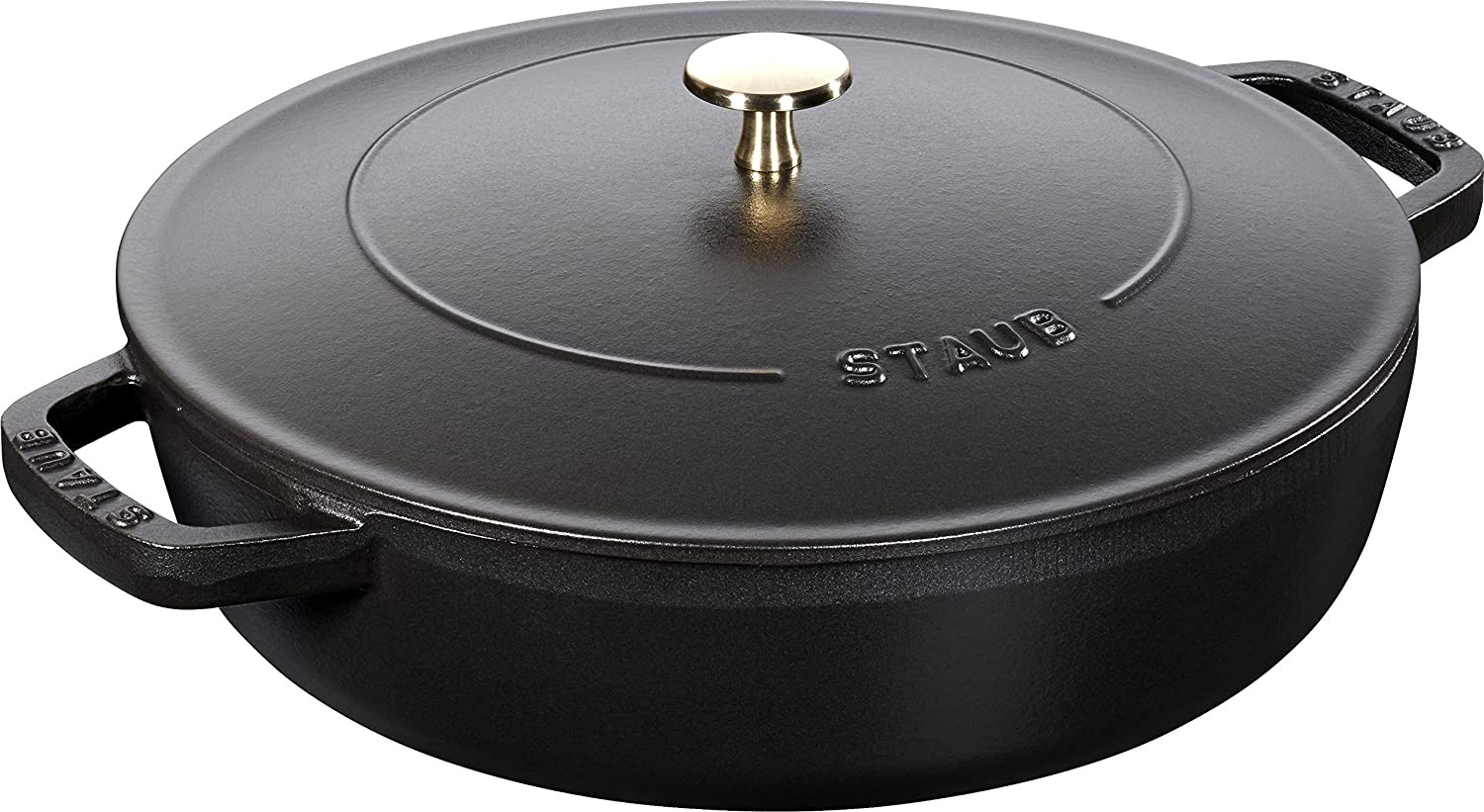 Versatile 3.7L Cast Iron Sauté Pan with Chistera Lid – Black, 33x31cm