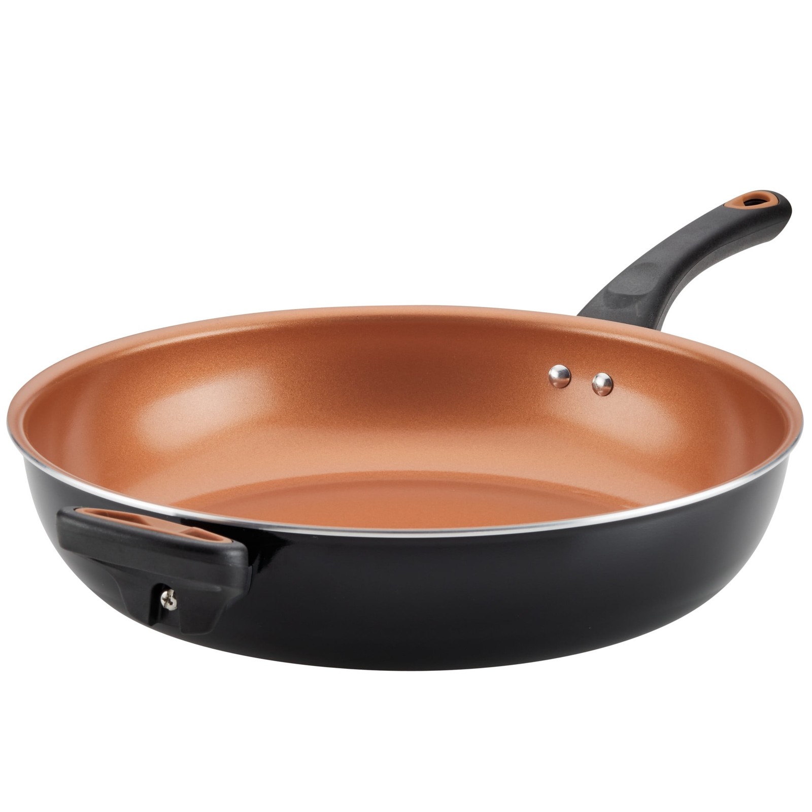 Farberware Glide Copper 12.5 Inch Ceramic Nonstick Deep Frying Pan with Helper