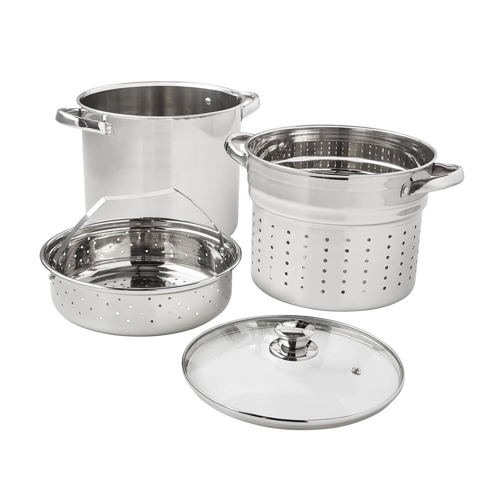 Multi-Cooker Set with Lid, 8 Qt Pasta Steam Pot, Stainless Steel Steamer Basket