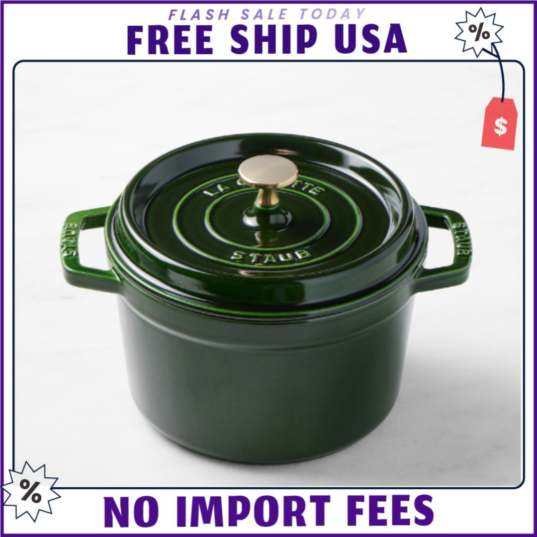 Staub Enameled Cast Iron 3 Qt Deep Oven, Basil Brass Knob – NO IMPORT FEE