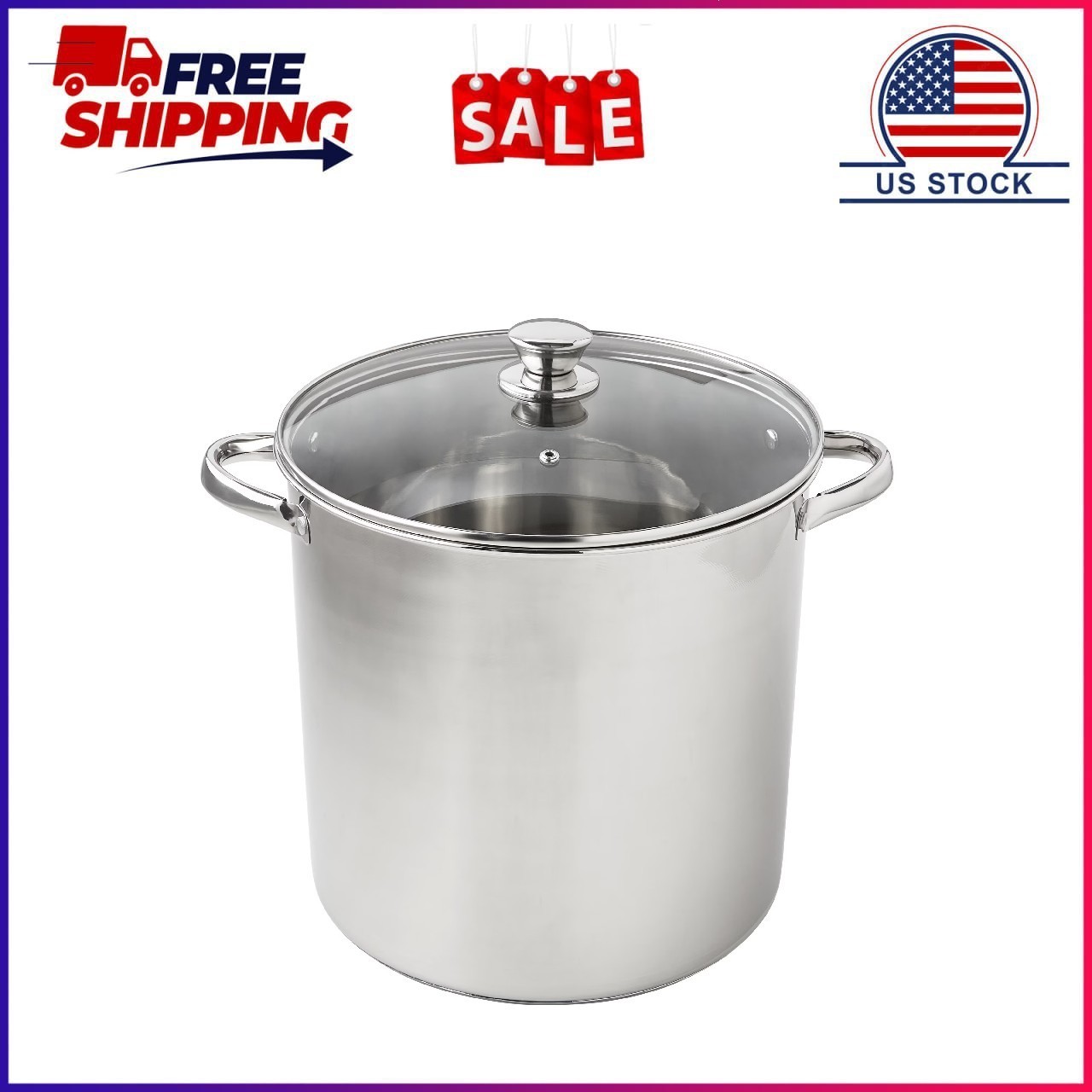 Mainstays Stainless Steel 16-Quart Stock Pot with Glass Lid