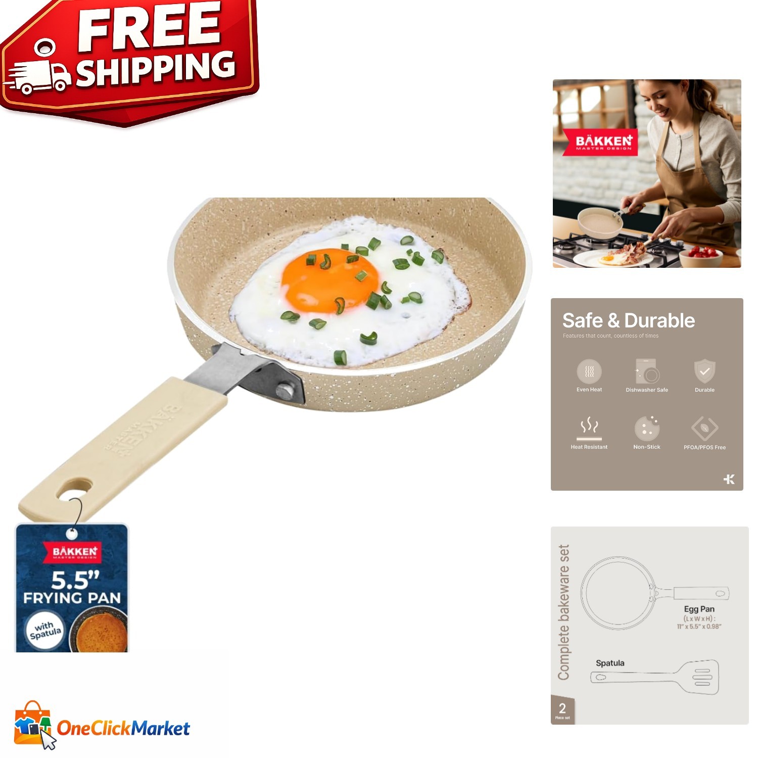 5.5” Non-Stick Egg Pan Set with Cool-Touch Handles – Versatile Kitchenware