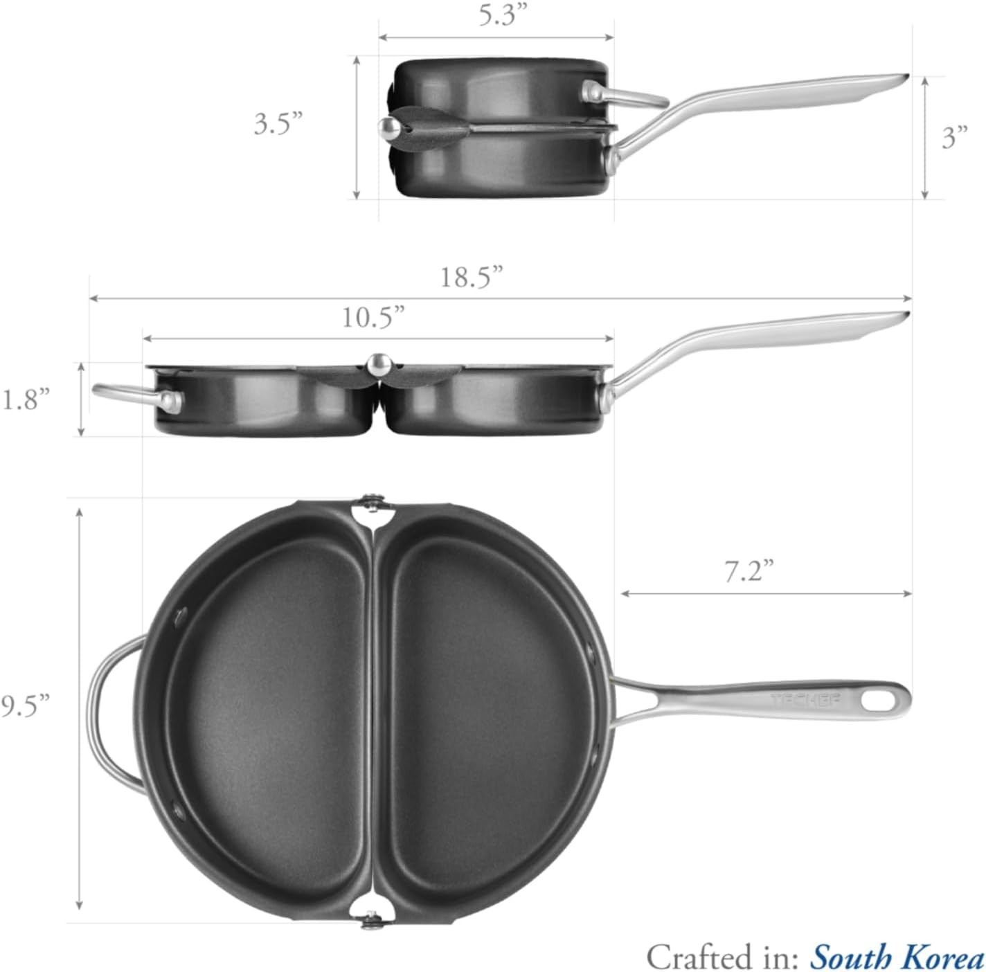 Frittata and Omelette Pan, Nonstick Double Sided Folding Egg Pan, Made in Kor…