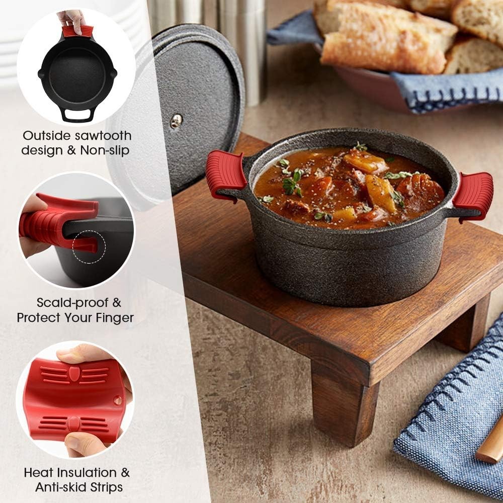 Silicone Pan Handle Covers Set Heat Resistant Non Slip Cooking Accessories