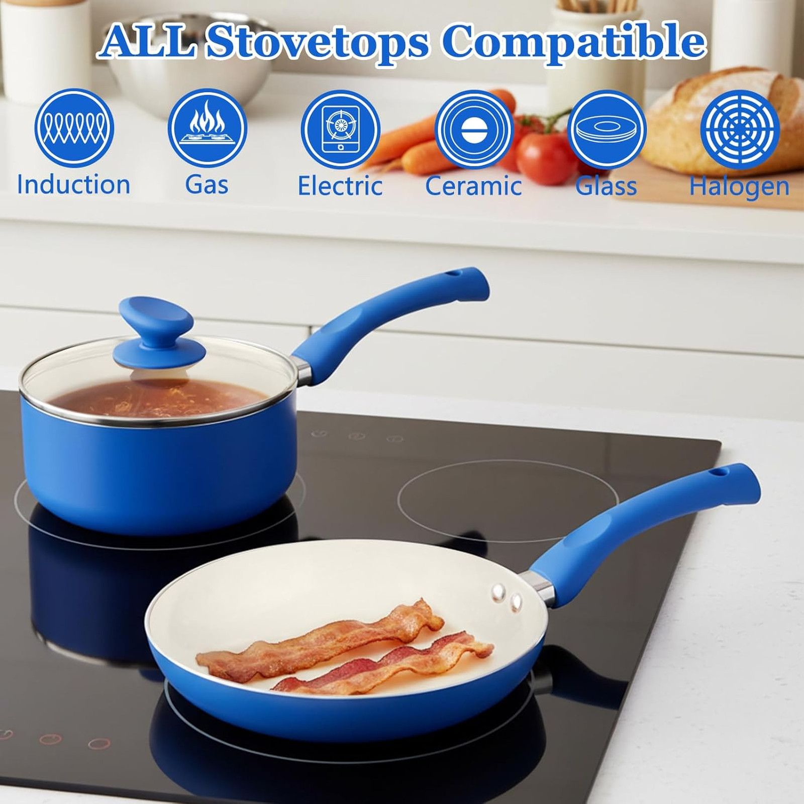 12-Piece Nonstick Ceramic Cookware Set with Stay-Cool Handles Induction