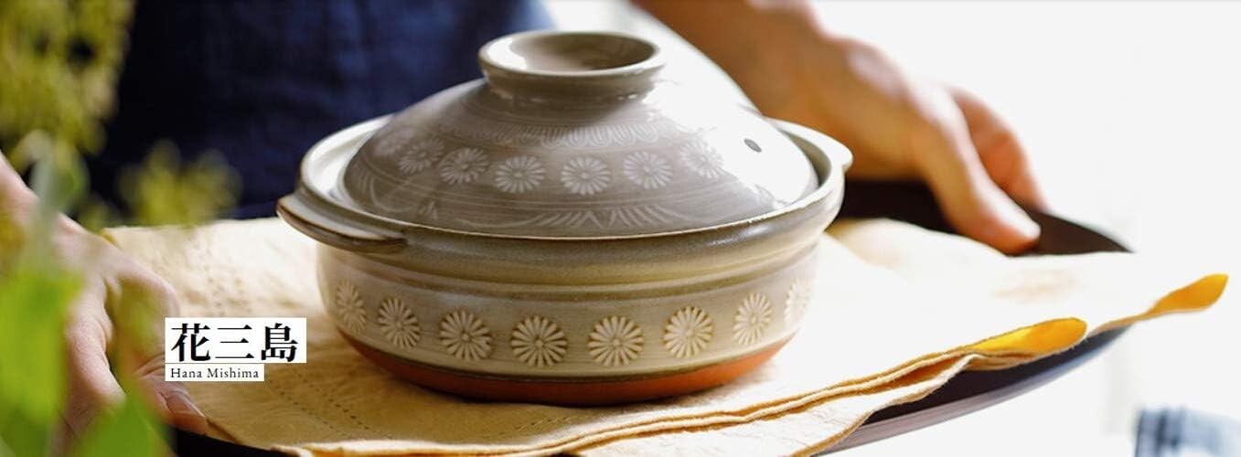 Ginpo Pottery Earthenware Pot Gray Hanamishima Zori Cooker 0.6 L 4992