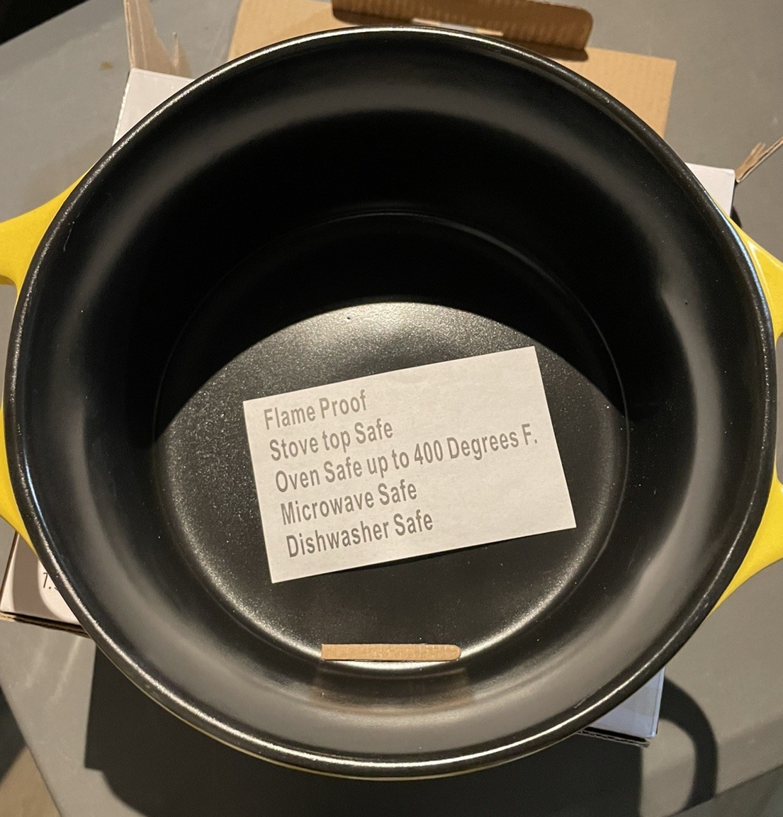 New in Box PARINI 1.5 QT Flameproof Casserole Dish Yellow