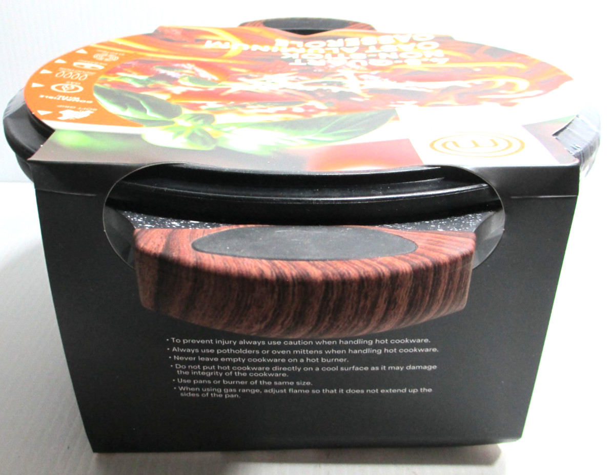 MasterChef The TV Series 4.5 Qt Aluminum Casserole Pot Pan Cookware w Lid Black