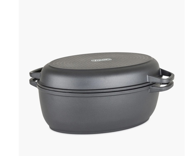 Viking Culinary 3-in-1 8.6 Qt Die Cast Oval Roaster with Glass Lid BRAND NEW BOX