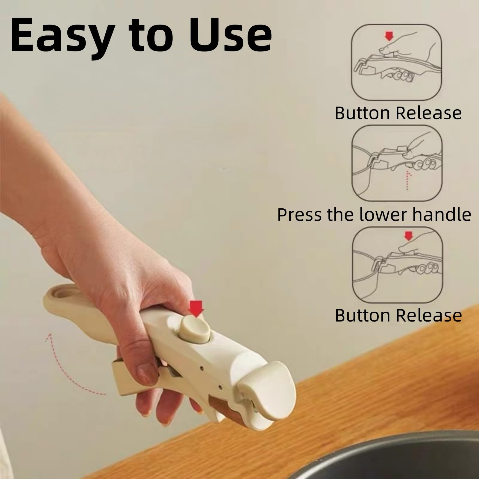 2 PCS Black Removable Detachable Pan Gripper Pot Handle Heat Resistant