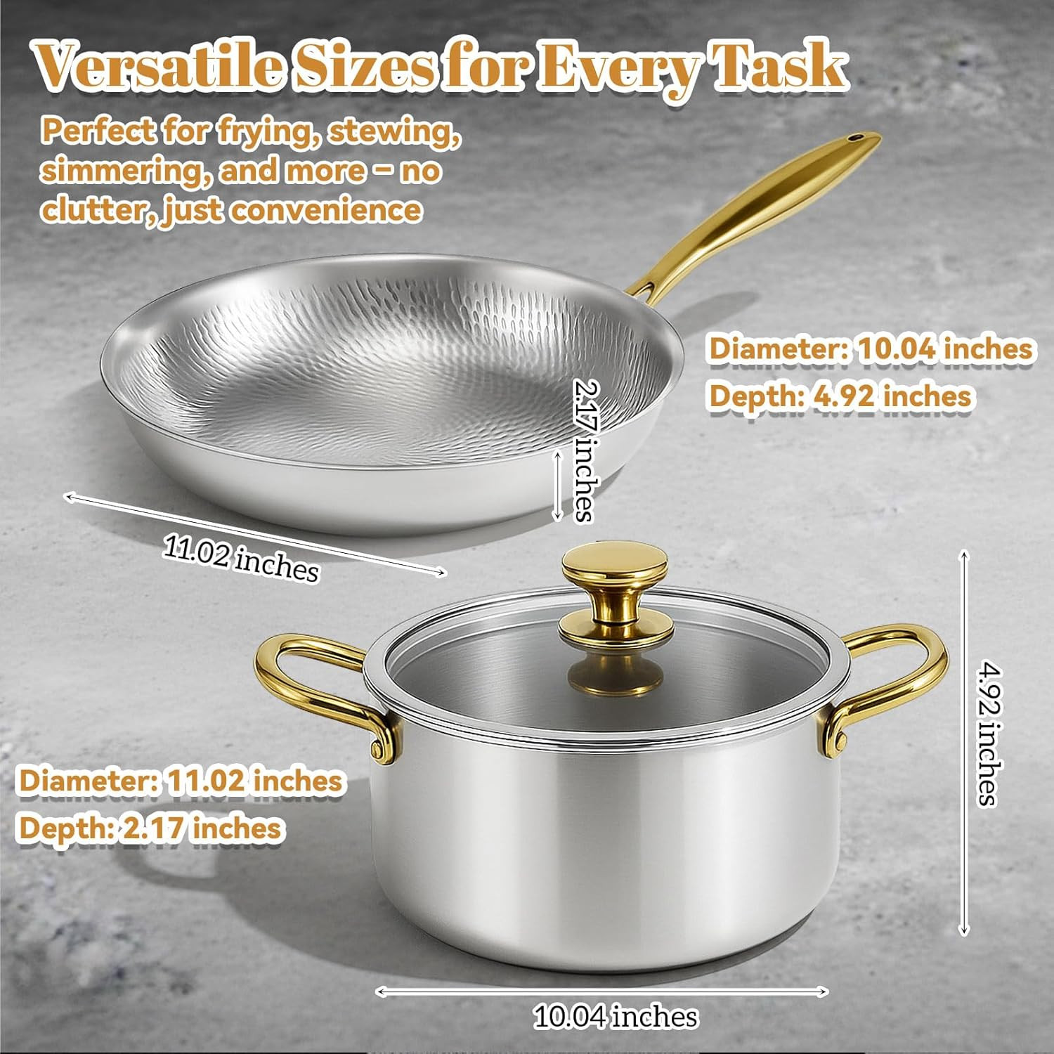 Premium Titanium Cookware Set – 11″ Pan & 9.45″ Pot, Induction Safe