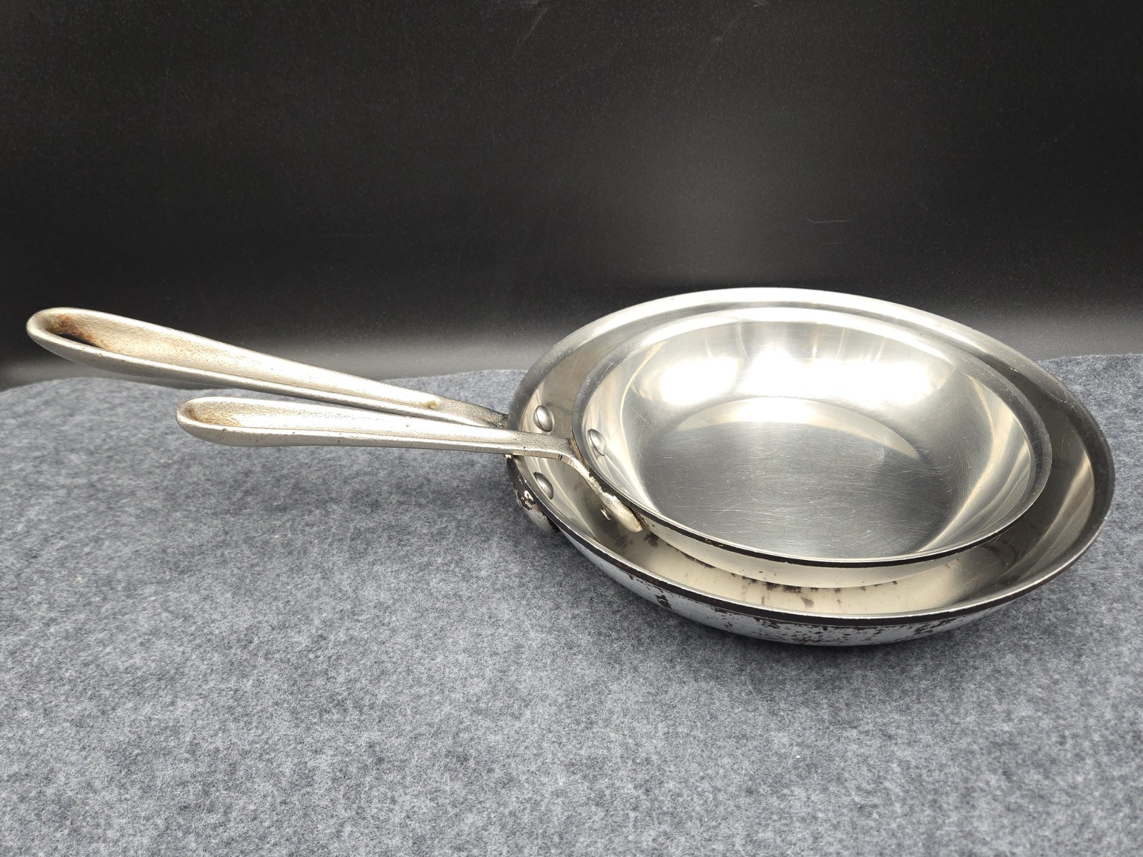 All-Clad Fry Pan Skillet Set 8″ and 10″ Master Chef 108, 110 USA Vintage