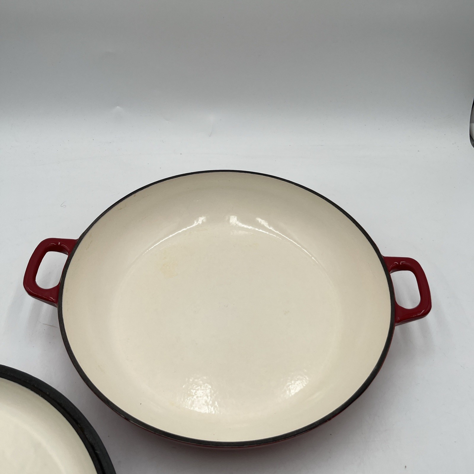 Technique Colorcast Red Enameled Cast Iron Pan Lid Casserole Vintage 12.25”