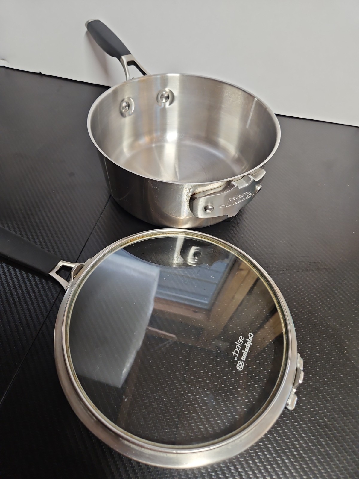 Select By Calphalon 6 Inch 2.5 Qt. Stainless Sauce Pan with Tempered Glass Lid