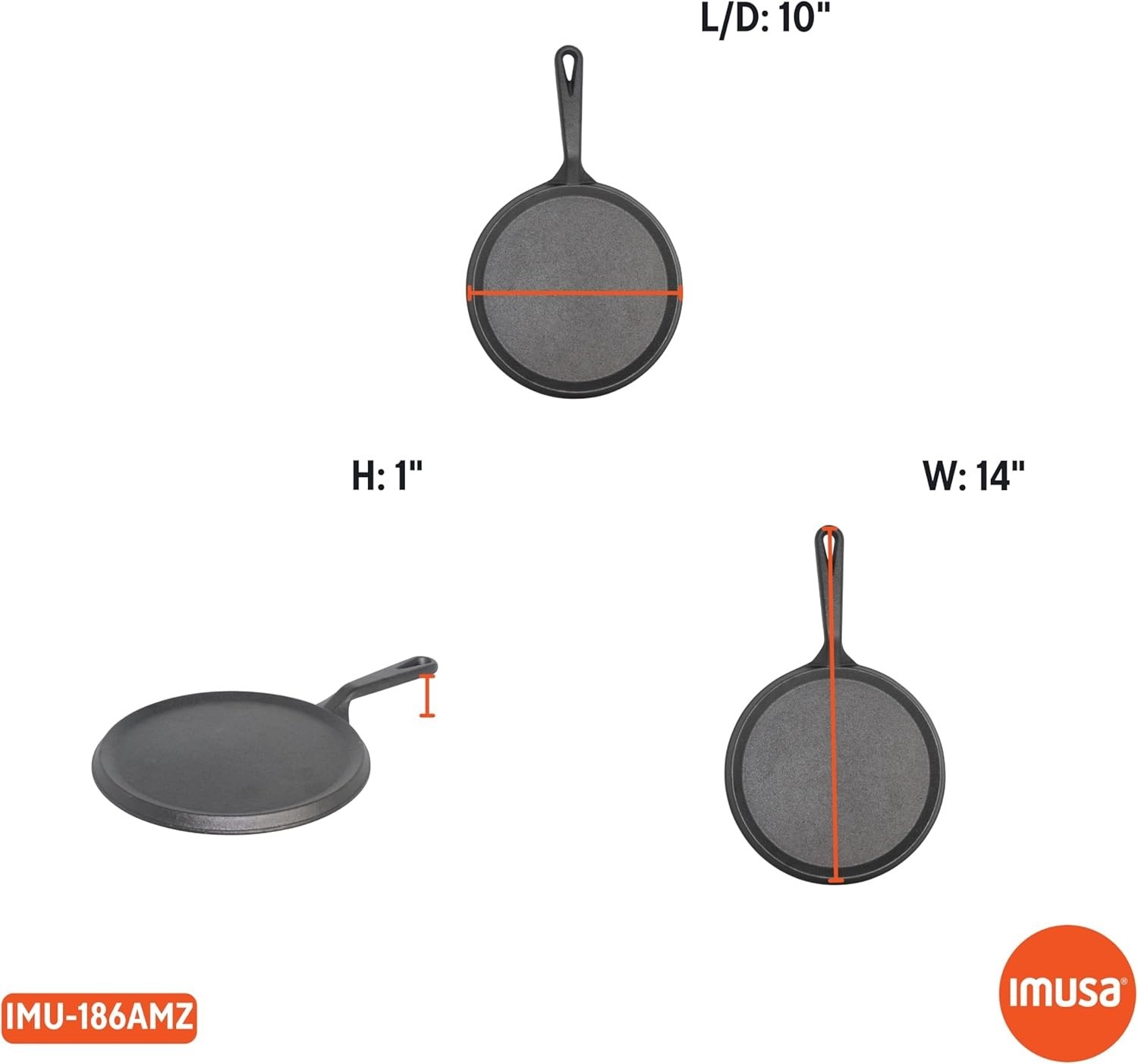 9.5 inches Cast Iron Preseasoned Comal