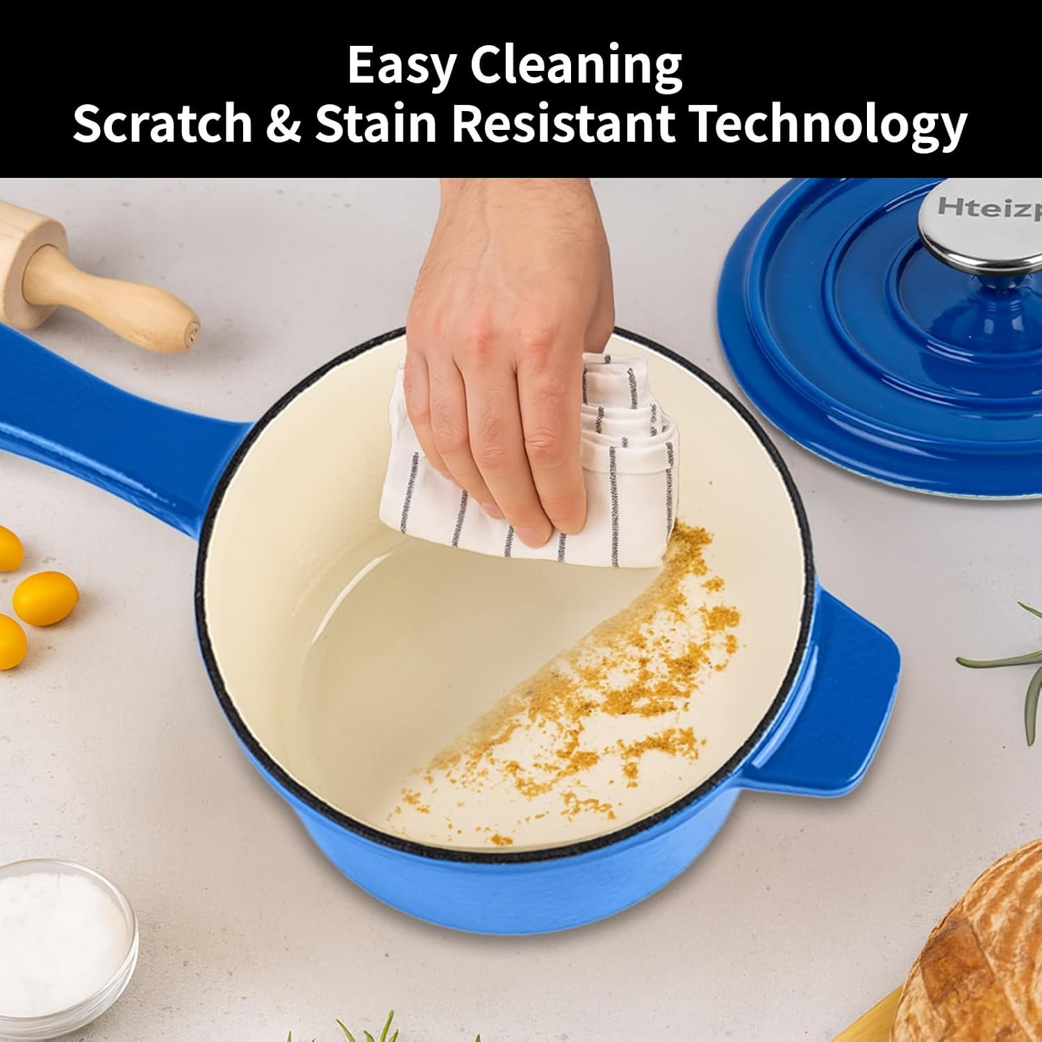 Enameled Cast Iron Sauce Pan with Lid, 1.7 Quart Saucepan with Lid, Small Dutch