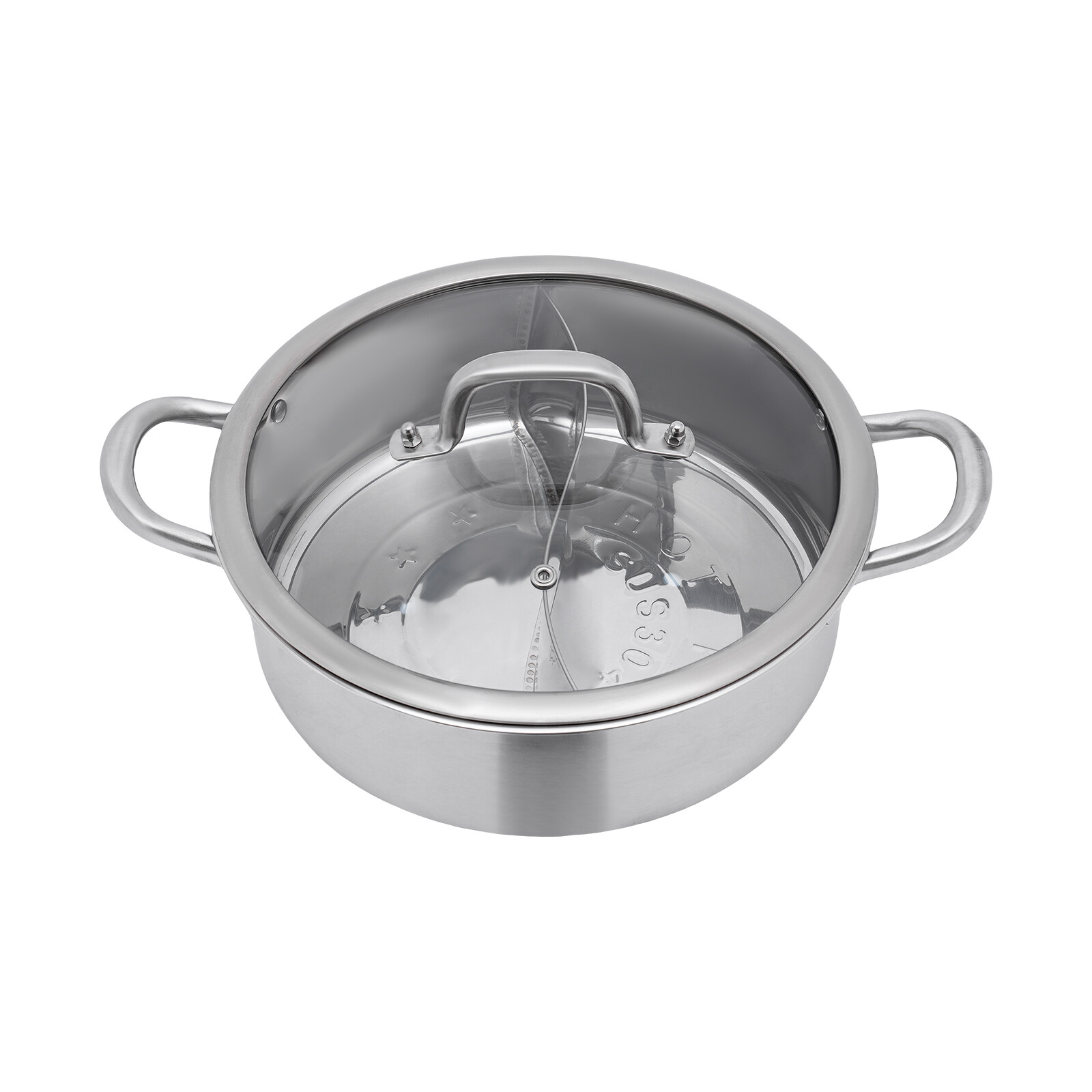 304 Stainless Steel Shabu Shabu Hot Pot with Divider , Lid , Spoon , Leaky Spoon